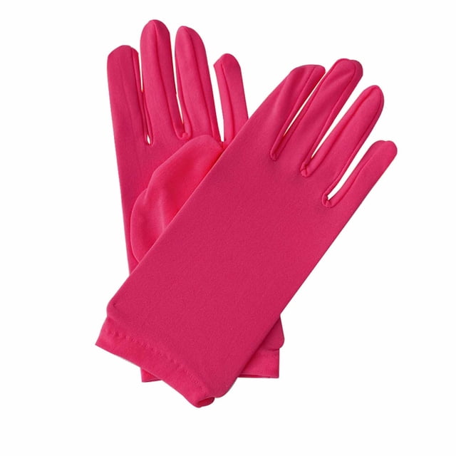 Hot Pink Womens Gloves Solid Color Elastic Cycling Sun Protection Thin Style For Dance Practice Sports Outdoor Activity Protection Handwear Free Size