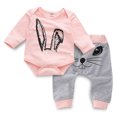 thumbnail image 2 of Toddler Kids Baby Girl Cartoon Rabbit Tops Print Rompers Pants Clothes Sets, 2 of 9