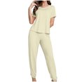thumbnail image 2 of Qtocio Ensemble de Pyjama pour Femmes, Ensemble de Nuit Décontracté à Col Rond Uni, 2 of 5