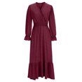 thumbnail image 4 of Gspmoly Robes pour Femmes, Robe à Manches Longues Décontractée à Col en V et à la Mode pour Femmes, Robes de Vacances pour Femmes Offres des Fêtes, 4 of 6