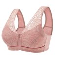 thumbnail image 1 of Virmaxy Womens Wireless Bra Oversized Soft Cotton Cup with No Steel Ring Cover Front Zipper Printing Chest Lifting Side Collection and Beautiful Back Underwear Pink XXXXXXL, 1 of 2