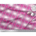 thumbnail image 2 of Soimoi Satin Silk Fabric Gingham Check Printed Fabric 1 Yard 42 Inch Wide, 2 of 3