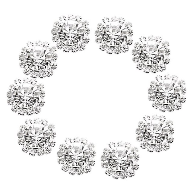 Baohd 10Pcs Alloy Base Rhinestone Buttons Shine Embellishment Buttons Crystal Flower Clothes DIY Accessories