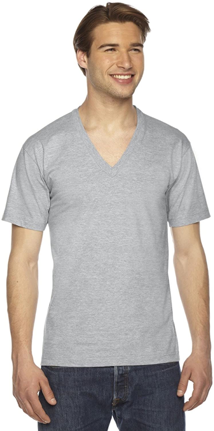 American Apparel T-Shirt Unisexe à Manches Courtes Col en V, TP, Gris Chiné