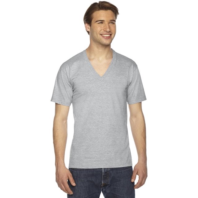 American Apparel T-Shirt Unisexe à Manches Courtes Col en V, S, Gris Chiné