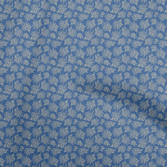 oneOone Polyester Spandex Medium Blue Fabric Toile Craft Projects Decor Fabric Printed By The Yard 56 Inch Wide