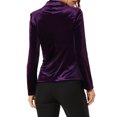 thumbnail image 3 of INSPIRE CHIC Blazer en Velours Vintage pour Femme, Revers Cranté, devant Boutonné, Veste de Bureau, S Violet, 3 of 8