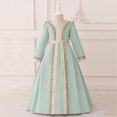 thumbnail image 2 of MKOSPLRT Abaya pour Filles Musulmanes Robe de Prière à Manches Longues Col en V Robe Maxi Brodée Moyen-Orient Musulman Robe de Dubaï 4-8 Ans, 2 of 9