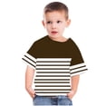 thumbnail image 4 of Zwiiyzr T-Shirt Rayé 2025 pour Enfants Col Rond Manches Courtes pour Garçons Filles Marron-4-5 Ans, 4 of 6