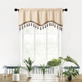 thumbnail image 2 of Sentmoon Boho Curtains with Tassel Elegant Fringed Window Curtains Patterned Rod Panels Stylish Short Drapes Window Curtains Home Decorations for Windows Beige, 2 of 7
