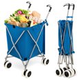 thumbnail image 1 of Costway Folding Shopping Cart Utility w/ Water-Resistant Removable Canvas Bag Blue, 1 of 10