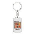 thumbnail image 1 of Being A Dog Mom Stainless Steel or 18k Gold Premium Swivel Dog Tag Keychain, 1 of 8