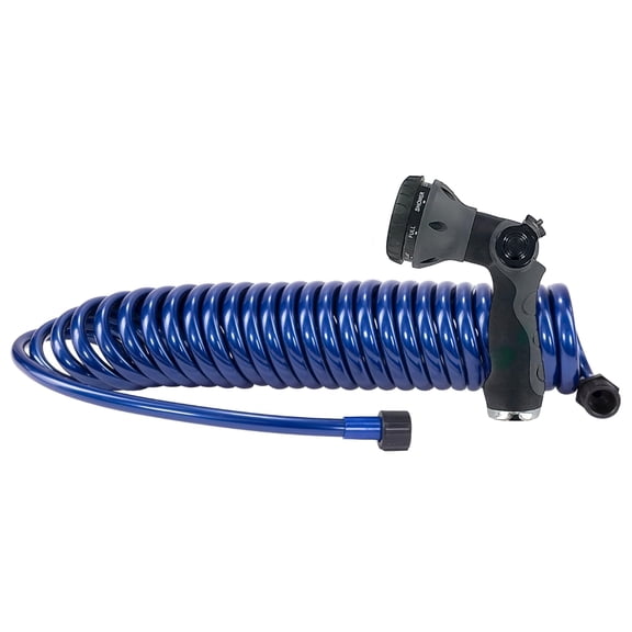 Plastair SpringHose Coiled Water Hose with Spray Nozzle, 25 ft, Marine Salt Water Wash Down