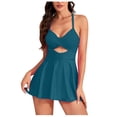 thumbnail image 1 of Birdeem Womens 2024 Spring Fashion Swim Skirt Solid Color Large Size Suspender Swim Skirt, 1 of 12