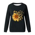 thumbnail image 4 of HKEJIAOI Chandail Graphique Tournesol Femme Manches Longues T-Shirt Décontracté Col Rond chandail Ample, Noir P, 4 of 4
