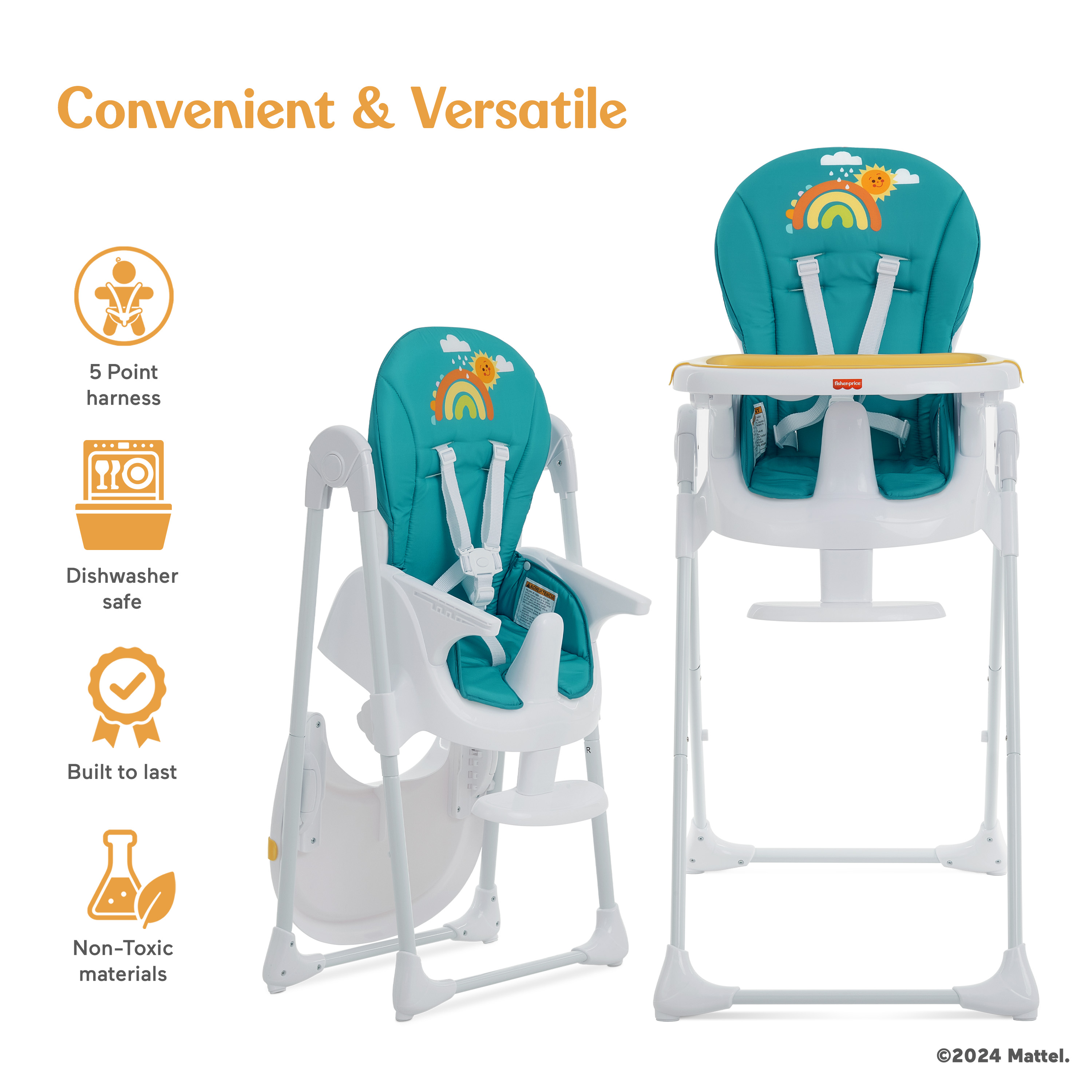 Chaise haute Tiny Bites de Fisher Price par Dream On Me, Hello Sunshine