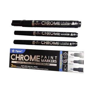 Amdohai 3PCS Silver Mirror Marker 0.7mm 1.0mm 3.0mm DIY Reflective Mirror Pens Liquid Mirror Chrome Marker Paint Marker Pen for Bistro Boards Plastic Metal Glass Windows