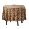 thumbnail image 1 of Vargottam Indoor/OutdoorRoundTablecloth 58 InchTablecloth with Umbrella Hole & Zip- Waterproof TableCloth TableCovers for Backyard Table -Light Brown, 1 of 7