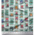thumbnail image 1 of Soimoi Silk Fabric Woodgrain Texture & Cartoon Machine Hardware Fabric Prints by Yard 42 Inch Wide, 1 of 3