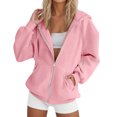 thumbnail image 3 of Mgmyaa Chandail pour Femmes Mode Couleur Unie à Capuche avec Poche Manches Raglan Manches Longues Veste à Fermeture Éclair, 3 of 6