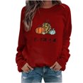 thumbnail image 2 of DPTALR Femmes Confortable Décontracté Courge à Lettres Imprimées Chandail à Col Rond Manches Longues T-Shirt Blouse Hauts, 2 of 3