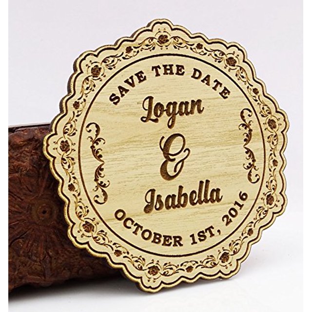 Custom Engraved Wood Magnet 40 Rustic Wedding Save The Date Wooden Magnet Personalized Gift
