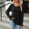 thumbnail image 2 of HKEJIAOI Polyester Femmes Long Sleeve Tops Solide Cou d'Équipage Sortir Tops pour Women, 2 of 7
