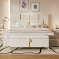 thumbnail image 2 of MODERNLUXE 2-Pieces Bedroom Sets,Queen Size Lift Up Storage Bed with 1 Ottoman and Hydraulic Storage,Upholstered Platform Bed Frame,No Box Spring Needed,Beige, 2 of 9