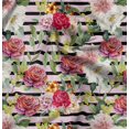 thumbnail image 1 of Soimoi Tissu en Velours Rose Rayé & Roses Grandiflora Imprimé Floral 1 Yard 58 Pouces de Large, 1 of 4