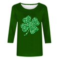 thumbnail image 4 of St. Patricks Day Ladies' St. Patricks Day Printed Round Neck Three Quarter Sleeve 3/4 Sleeve T-Shirt Loose Top, 4 of 6