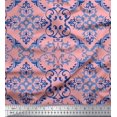 thumbnail image 1 of Soimoi Pink Cotton Duck Fabric Vector Design Damask Printed Fabric 1 Yard 58 Inch Wide, 1 of 3