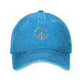 thumbnail image 1 of ZICANCN Casquette de Baseball Ajustable pour Femmes, Chapeaux Signe de Paix Arc-en-Ciel Fleuri pour Hommes Adultes en Denim de Coton Lavé Mode, Bleu, 1 of 6