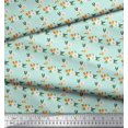 thumbnail image 3 of Soimoi Vert Velours Feuilles & Anémone Imprimé Floral Tissu par Yard 58 Pouces de Large, 3 of 5