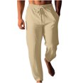 thumbnail image 2 of Pants for Men, Mens Fashion Drawstring Elastic Waist Solid Color Casual Length Pants, 2 of 6