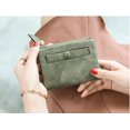 thumbnail image 5 of Women Rfid Small Bifold Leather Wallet Mini Purse Zipper ID Card Pocket, Slim and Compact----Green B, 5 of 5