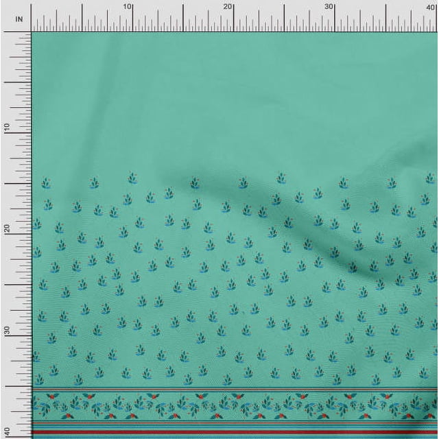 Soimoi Poly Georgette Fabric Stripe,Leaves & Berries Panel Decor Fabric Printed Yard 42 Inch Wide