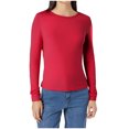 thumbnail image 1 of SROBPTY Longues Chandails à Manches pour Femmes, T-Shirt Décontracté à Col Rond pour Femmes à Manches Longues Rouge, TP, 1 of 4