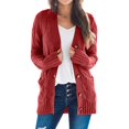 thumbnail image 3 of Pull Hiver Cardigan Manches Longues Boutonnage Ouvert sur le devant avec Poche, 3 of 5
