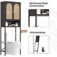 thumbnail image 3 of Conate Rattan Toilet Storage Cabinet, Over The Rack Wood Cabinet with Metal Stand, Bathroom Organizer with Adjustable Shelf, Tall Freestanding Washer Shelf, Small Cupboard, Black, 3 of 4