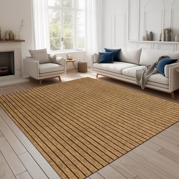 ANTPOP Tapis Coureur Antidérapant Tapis d'Accent Lavable pour Couloir Durable en Polypropylène Intérieur Extérieur avec Endos en Caoutchouc pour Entrées Cuisines Chambres, 2 Pieds x 6 Pieds, Rayé Brun