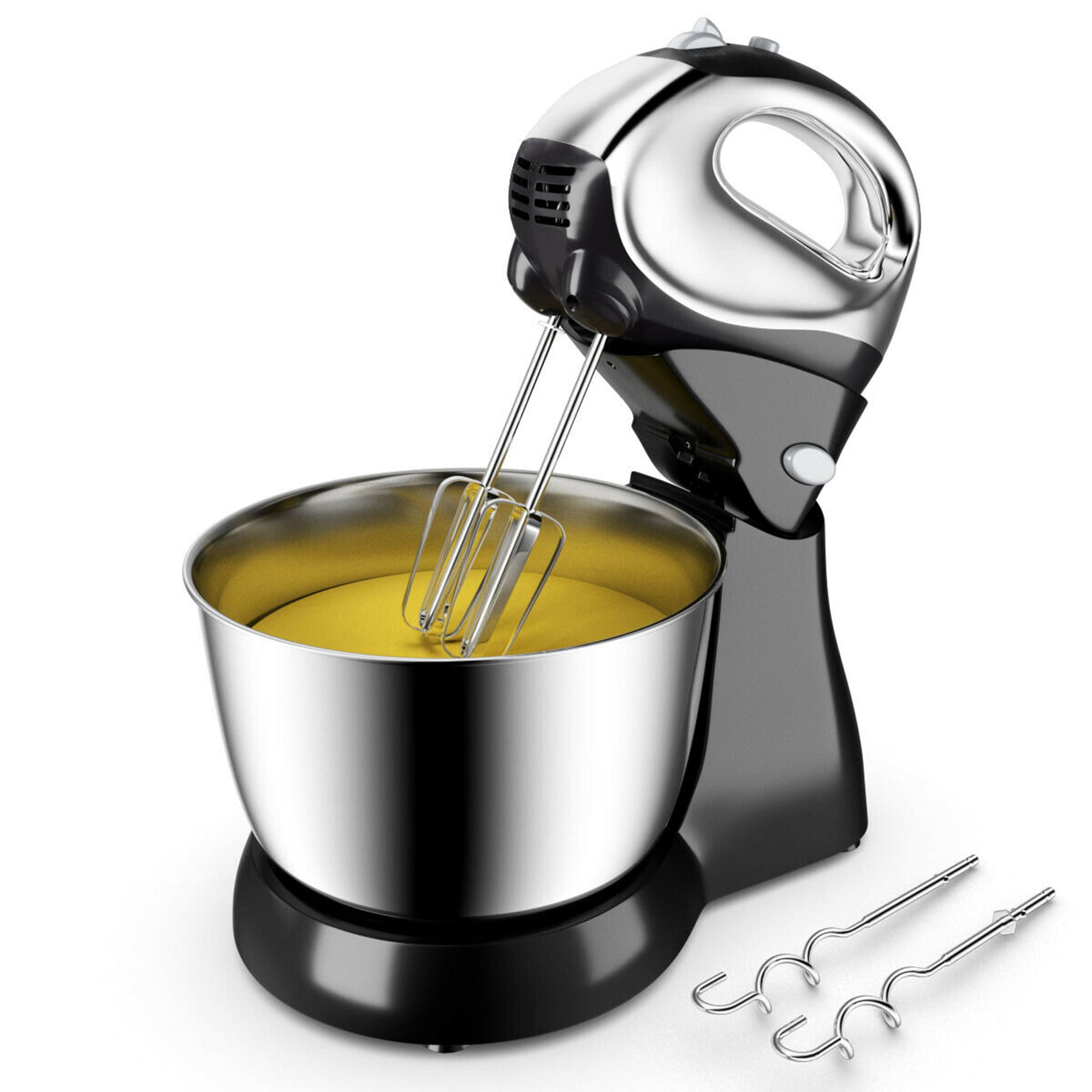 Costway 200W Stand Mixer Hand Mixer 5-Speed w/ Dough Hooks & Beaters Bowl