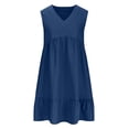 thumbnail image 4 of Yuyuzo Robes d'Été pour Femmes Sans Manches à Col en V Mini Robe T-Shirt Plissée à Volants Fluide Plage Vacances Robes d'Été, 4 of 6