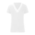 thumbnail image 3 of Birdeem Blouse à Manches Courtes en Dentelle Imprimée Mode pour Femmes Col en V Hauts Décontractés, 3 of 5