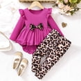 thumbnail image 2 of Akiihool Toddler Girl Waffle Set Baby Girl Bell Bottoms Outfits Floral Knit Crewneck Sweatshirts and Flare Pants Set Toddler 2Pcs Fall Winter Clothes (Red,4-5 Years), 2 of 3
