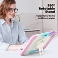 thumbnail image 4 of XYX For iPad Pro 11 inch Case 2024 (M4), 360 Rotating Shockproof Cover with Stand, Screen Protector, Shoulder Strap, Rainbow Pink, 4 of 7
