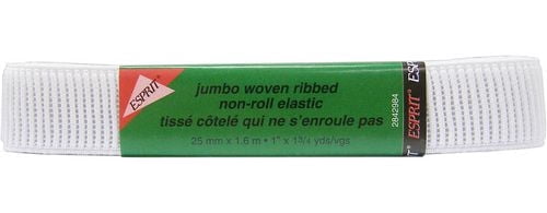 UNIQUE CREATIV Jumbo Woven Ribbed Non-Roll Elastic, 25 mm (0.98 in), 6 m (6.56 yd)