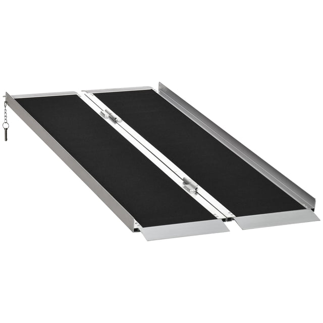 HOMCOM 5' Portable Wheelchair Ramp Aluminum Threshold Mobility Single-fold