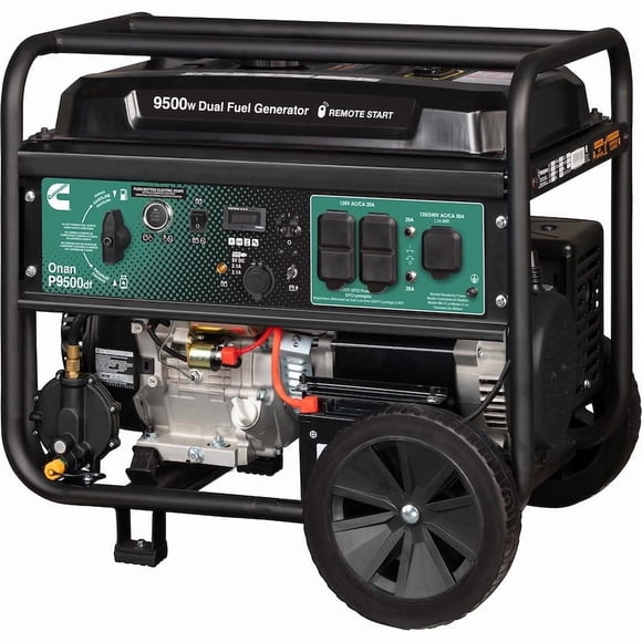 Cummins Power Generation Generator Power A074Z438 Onan P9500df; Portable; 13 Horsepower 420 CC OHV 4-Stroke Engine; Gasoline/Propane; 6.6 Gallon Tank Capacity; 120/240 Volt AC; 30 Amp; 60 Hertz