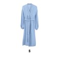 thumbnail image 3 of ziyahi Femmes Printemps Ouverture devant Style Décontracté Vêtements de Nuit Filles Simple Manches Longues Robe de Nuit Maison Tenue de Nuit Pyjama Vêtements Bleu P, 3 of 7