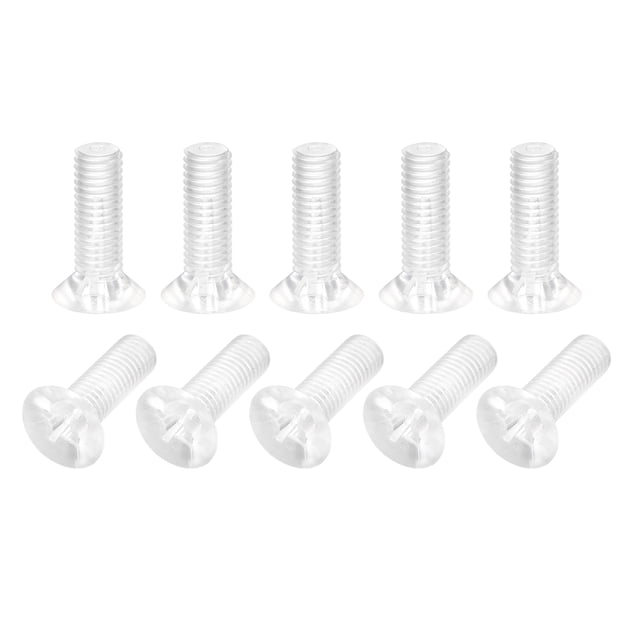 Unique Bargains M8x25mm Plastic Phillips Machine Screws, PC Flat Head Machine Bolts 10 Pack